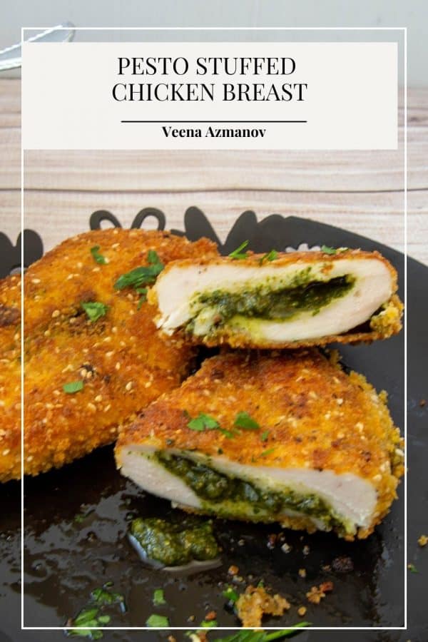 Pinterest image for Stuffed Chicken Breast with Pesto.