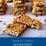 Pinterest image for sugar free granola bars.