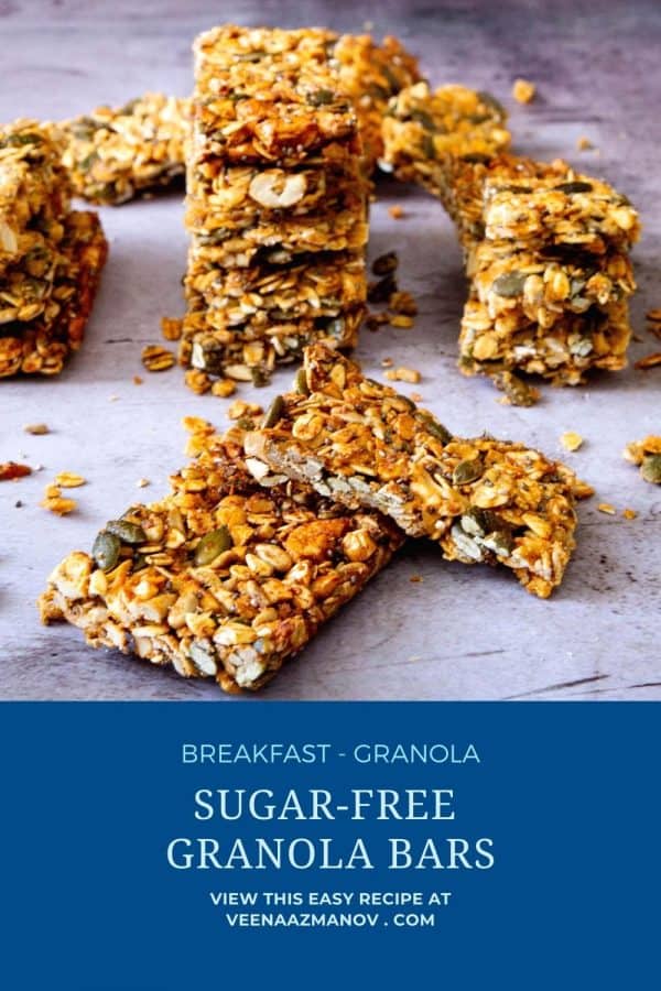 Pinterest image for sugar free granola bars.