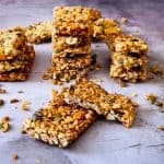 sugar free granola bars on a table.
