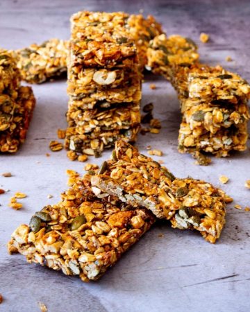 sugar free granola bars on a table.