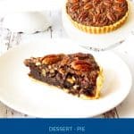 Pinterest image for pecan pie with chocolate.
