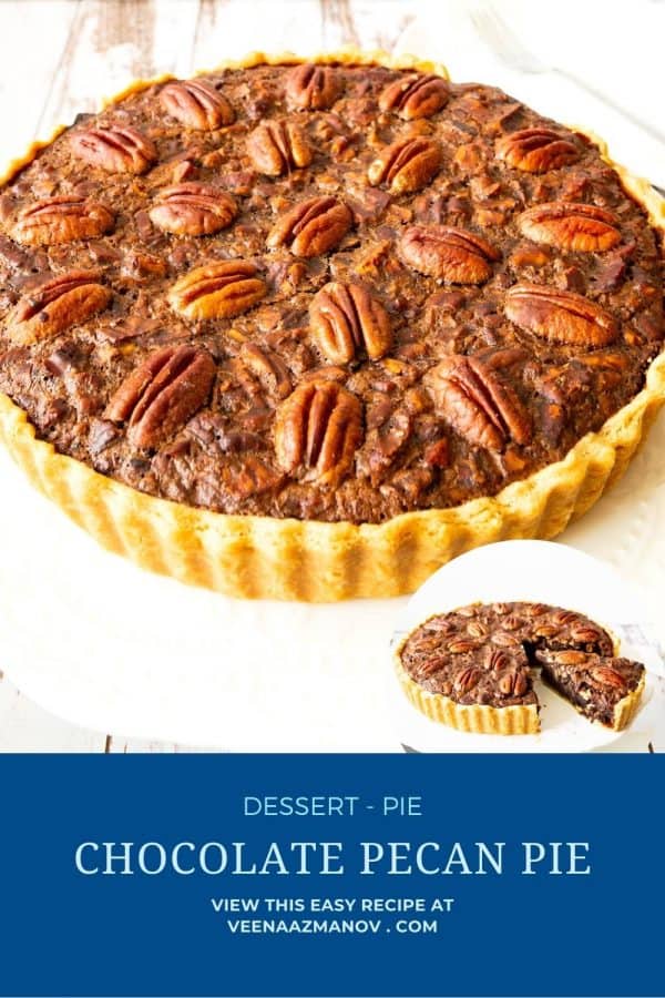 Pinterest image for chocolate pecan pie.