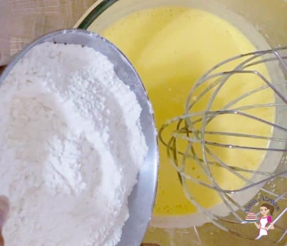 Add the flour mixture into the cake batter