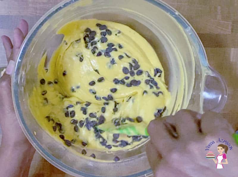 Add the chocolate cake to the pumpkin cake batter
