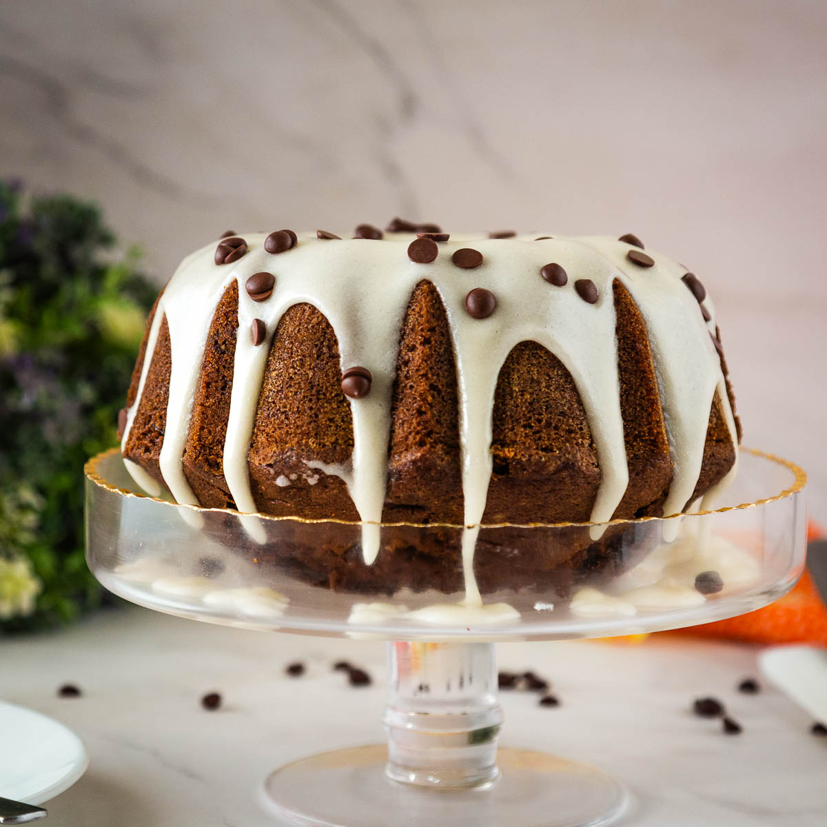 Pumpkin Bundt Cake with Chocolate Chips (Moist Fall Dessert