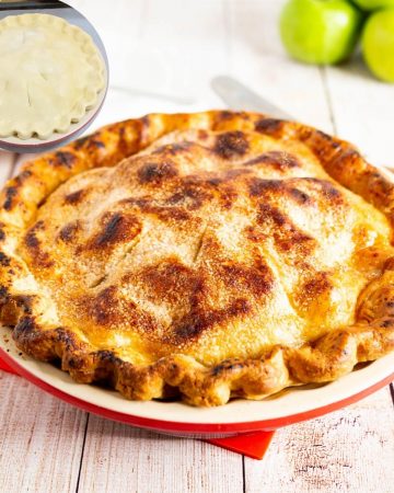 A pie with all butter double pie crust.