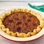 Pecan pie in a pie pan.