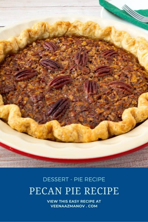 Pinterest image for pecan pie classic.