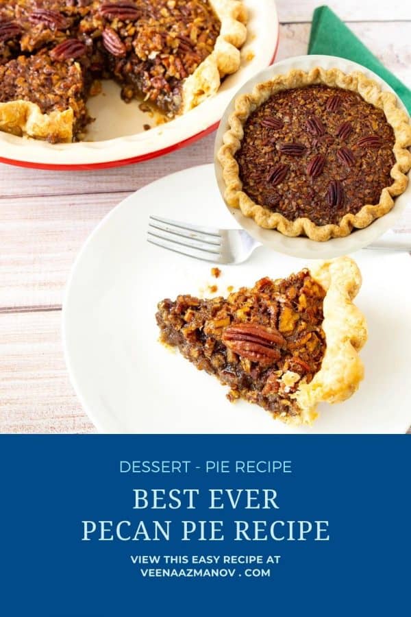 Pinterest image for easy pecan pie.