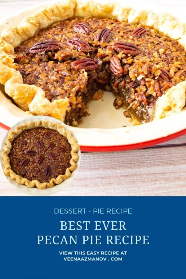 Pinterest image for classic pie with pecans.