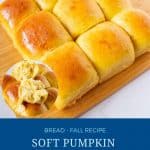 Pinterest image for pumpkin dinner rolls.