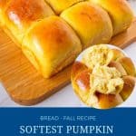 Pinterest image for dinner rolls with pumpkin puree.