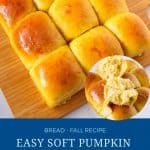 Pinterest image for pumpkin dinner rolls.