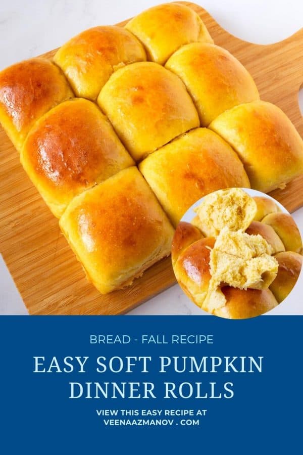 Pinterest image for pumpkin dinner rolls.