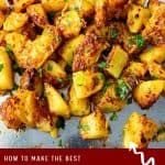 Pinterest image for Roast Potatoes with garlic parmesan.