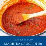 Pinterest image for marinara sauce with canned tomatoes.