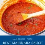 Pinterest image for marinara pasta sauce.
