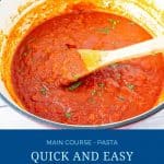 Pinterest image for tomato marinara sauce.
