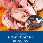 Pinterest image for boneless leg of lamb.