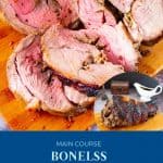 Pinterest image for boneless leg of lamb.