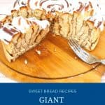 Pinterest image for cinnamon roll cake.