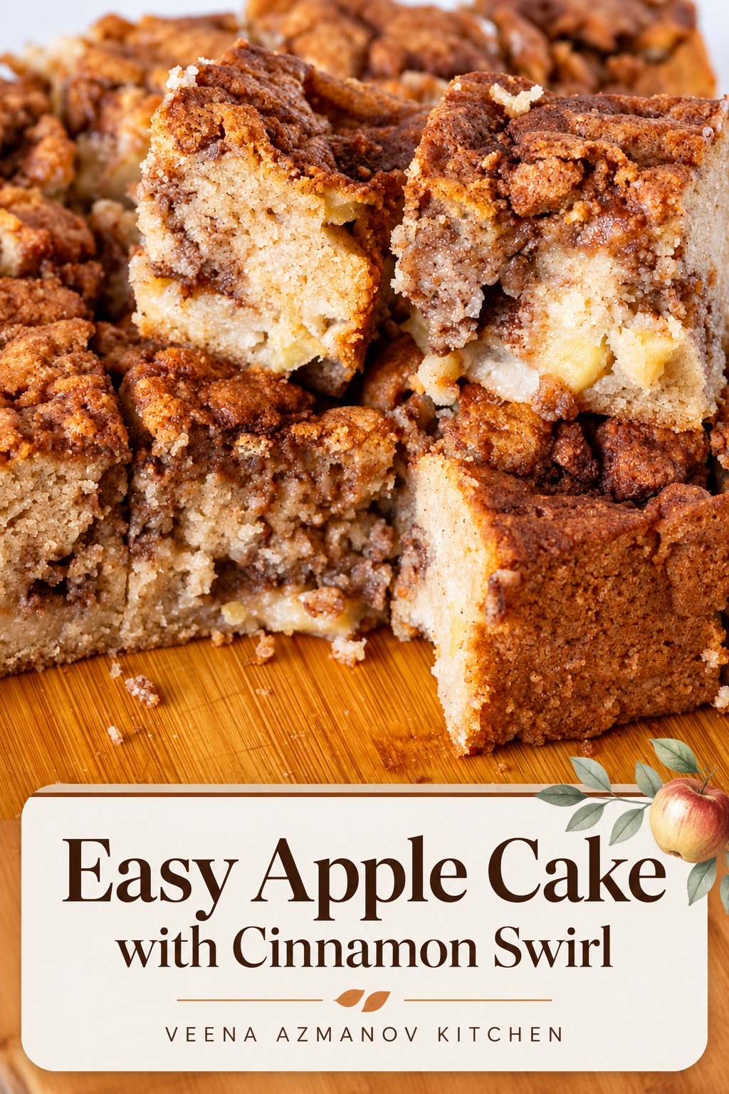 Pinterest image for Cinnamon Apple Cake with Cinnamon Swirl.