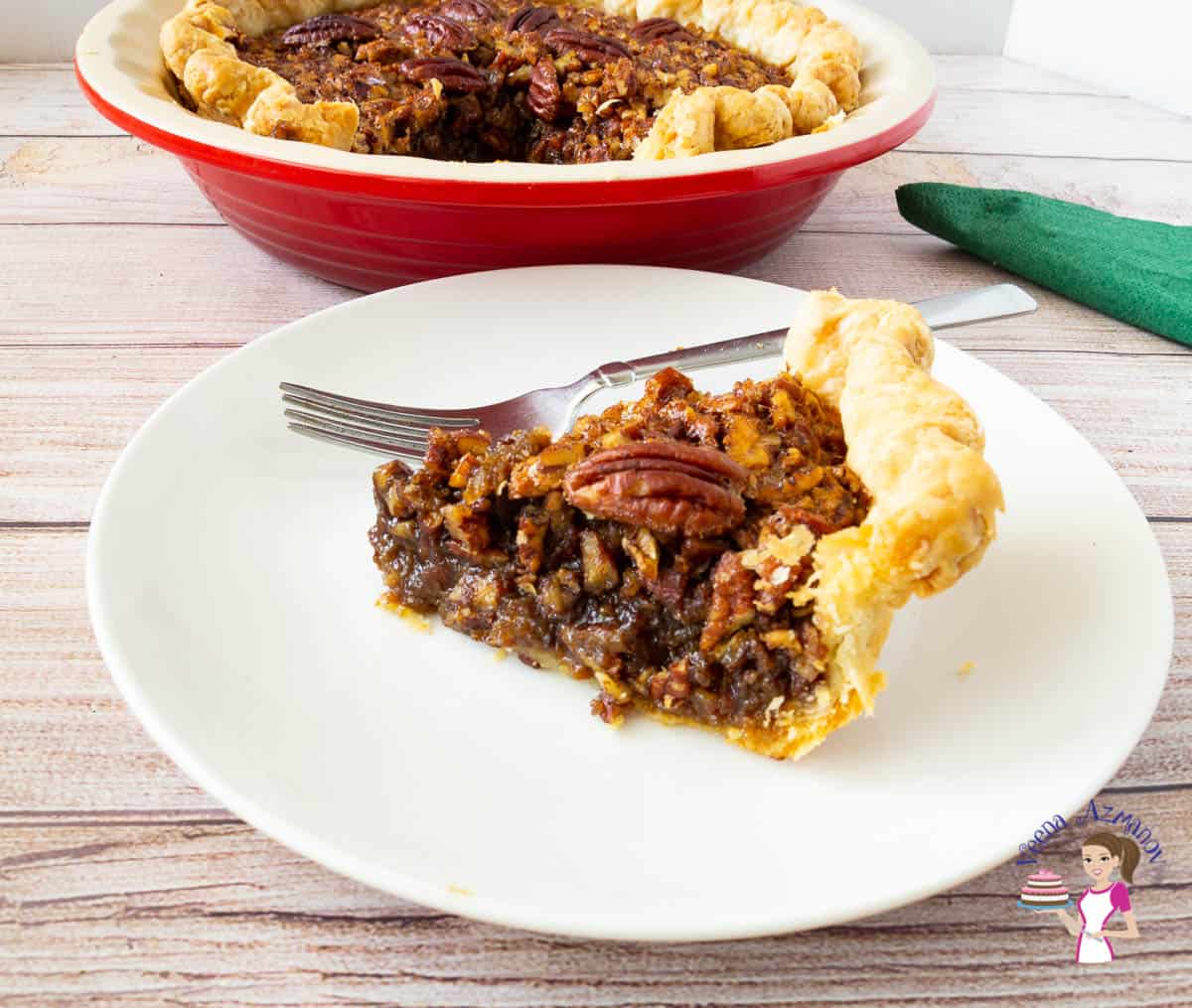 A slice of pecan pie on a plate.