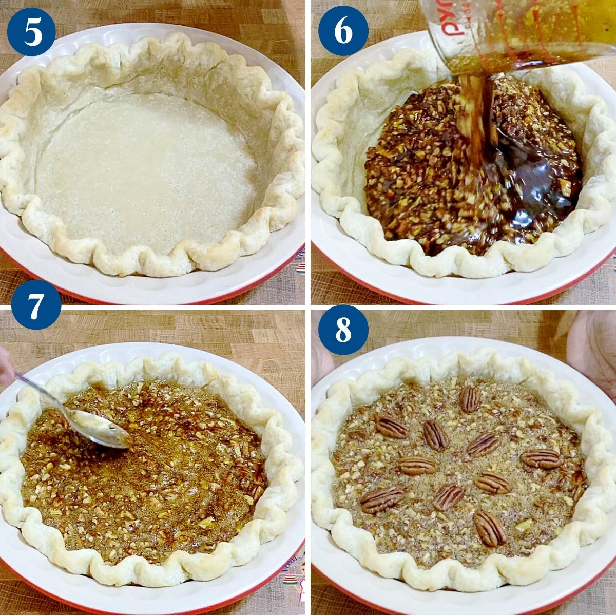 Progress pictures baking the pecan pie recipe.
