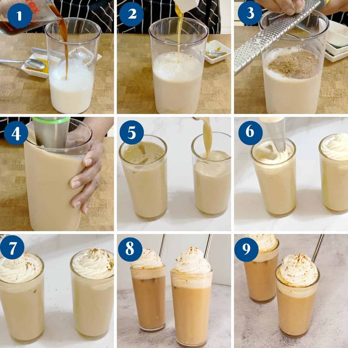 Ingredients for making pumpkin latte iced.