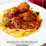 Pinterest image for spaghetti and meatballs.