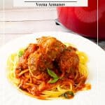 Pinterest image for spaghetti and meatballs.