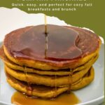 Pinterest image for pumpkin pancakes with brown butter.