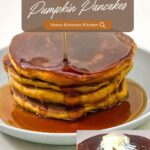 Pinterest image for pumpkin pancakes with brown butter.