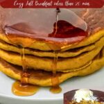 Pinterest image for pumpkin pancakes with brown butter.