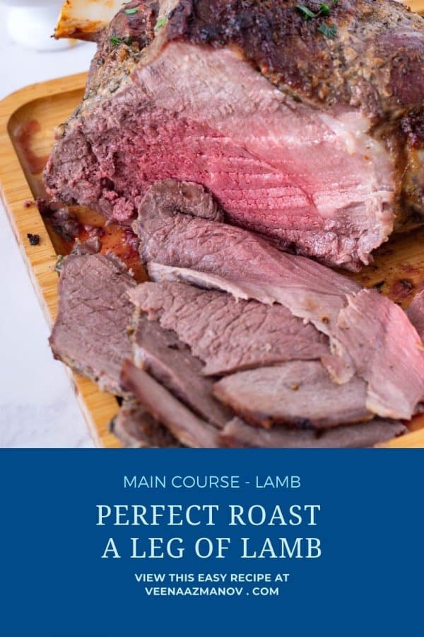 Pinterest image for roast lamb leg.