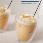 A pinterest friendly image of the latte