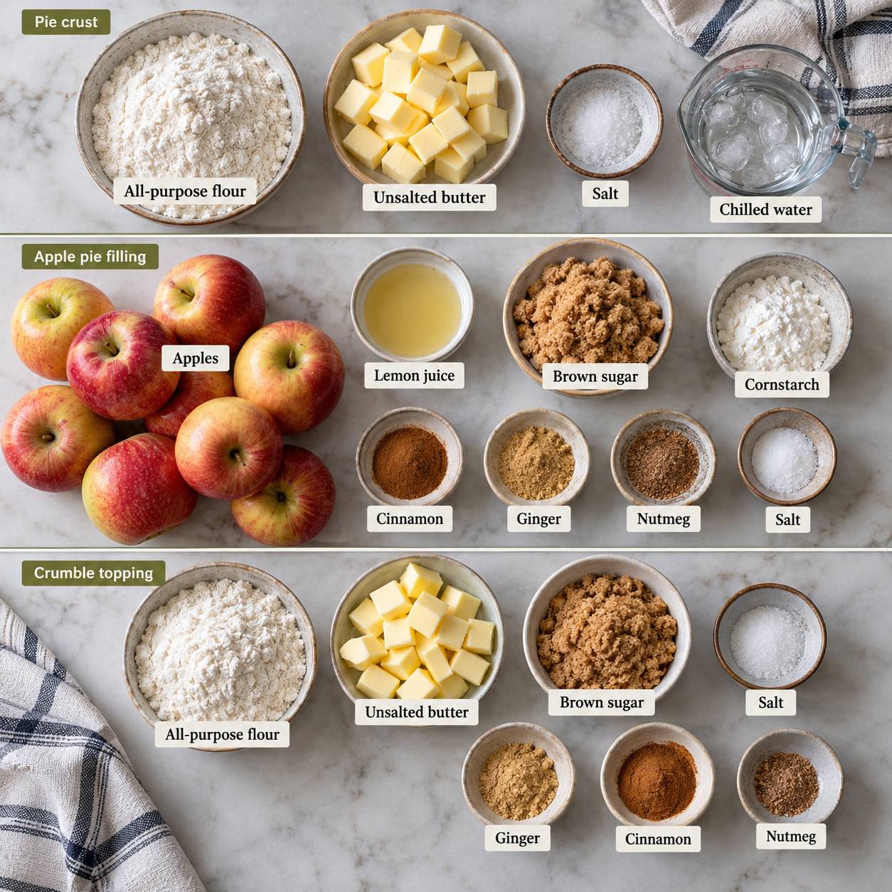 Ingredients for making Dutch Apple Pie.