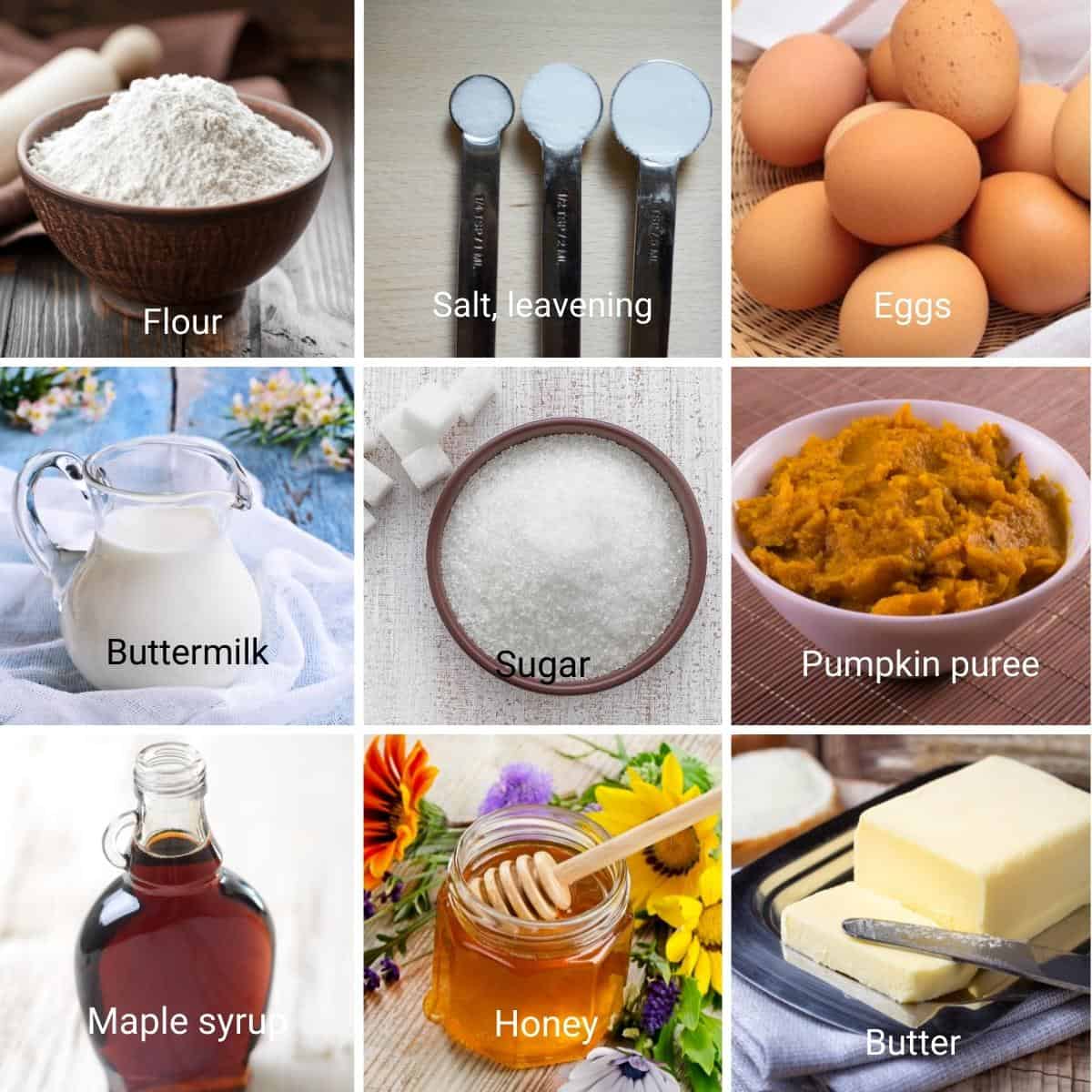 Ingredients for making fall pancakes.
