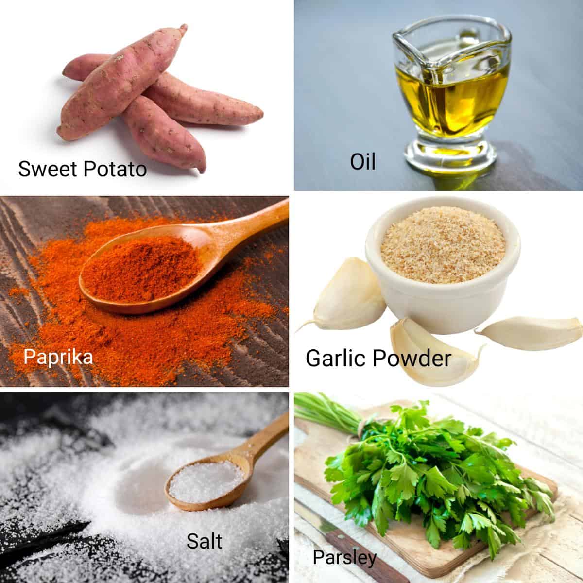 Ingredients for making oven roast sweet potato.