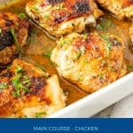 Pinterest image for chicken thighs oven baked.