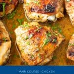 Pinterest image for chicken thighs oven baked.