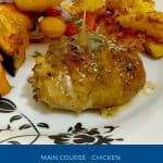 Pinterest image for chicken thighs oven baked.