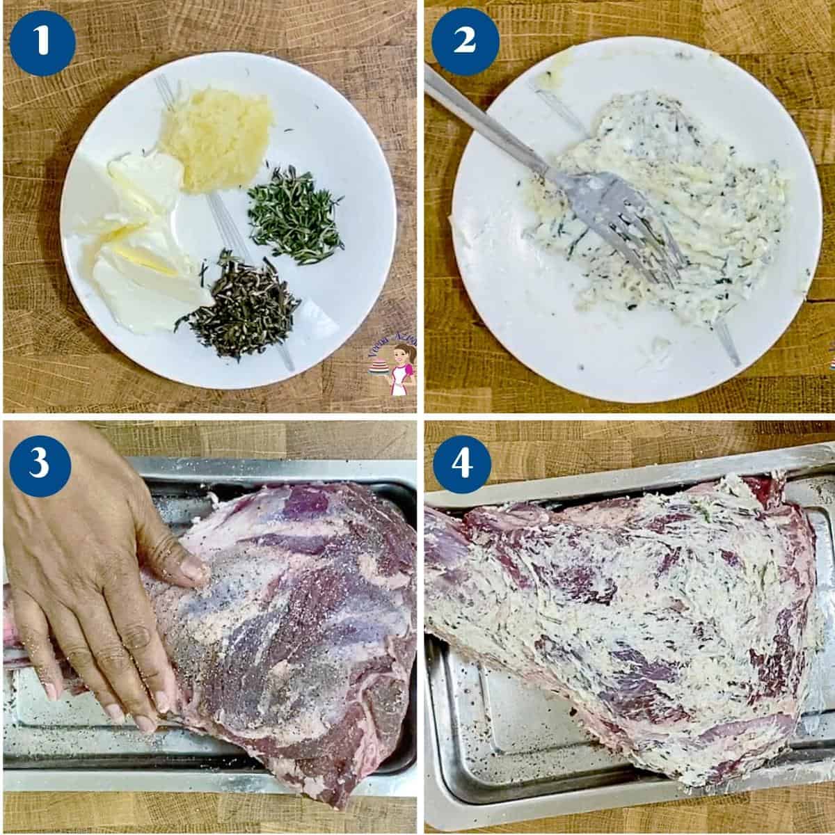Progress pictures marinating the lamb.