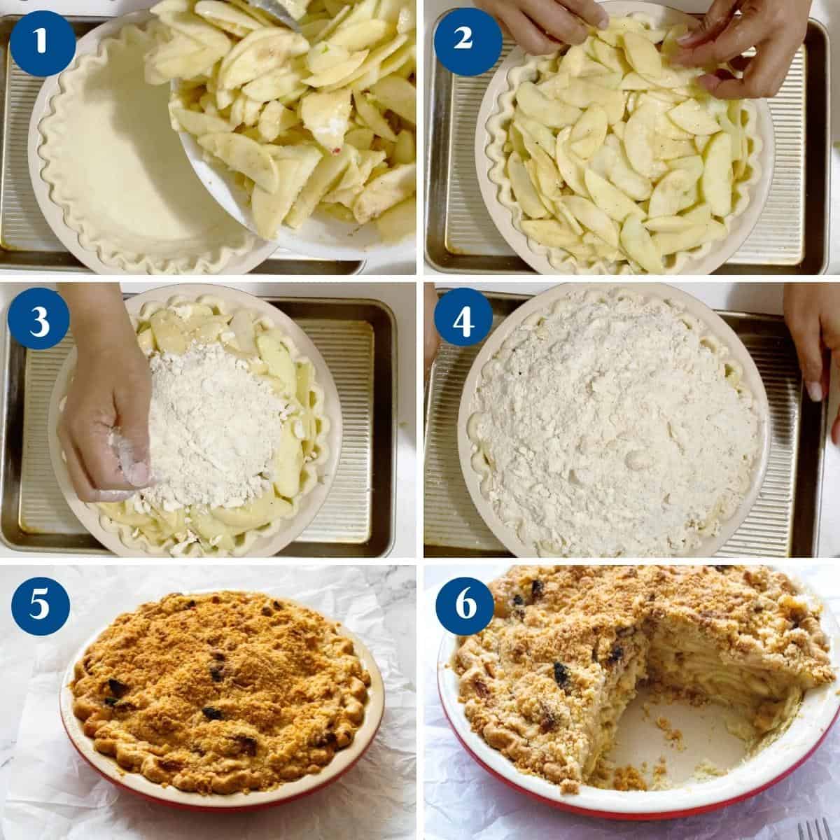 Progress pictures making dutch apple pie.