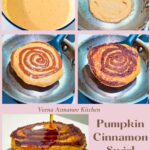 Pinterest image for pumpkin Cinnamon Swirl Pancakes.