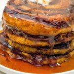 Pinterest image for pumpkin Cinnamon Swirl Pancakes.