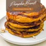 Pinterest image for pumpkin Cinnamon Swirl Pancakes.
