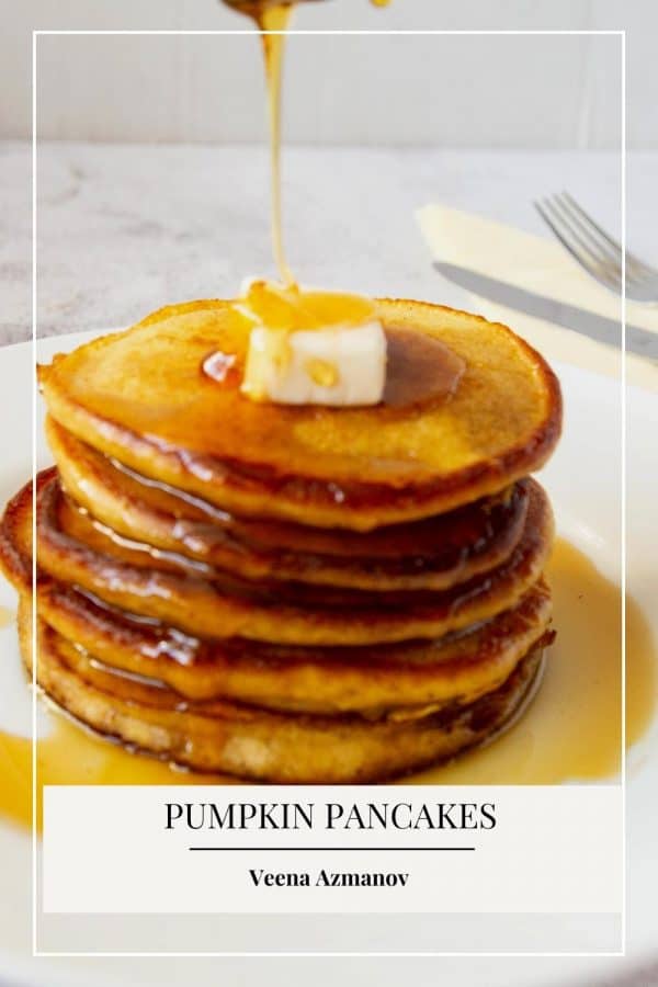 Pinterest image for pancakes with pumpkin.