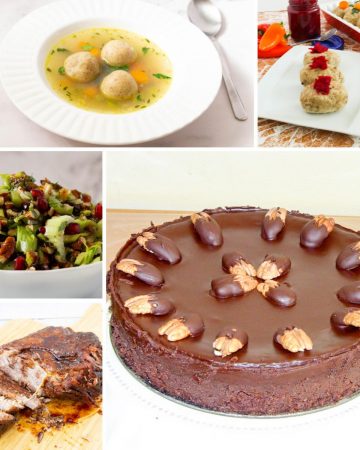 Collage with Passover recipes.